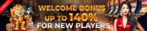 welcome bonus up to 140% for new players at hyph777 Casino!